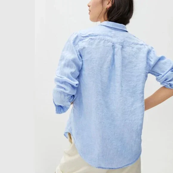 Everlane - Linen Relaxed Shirt Button-Up | Classic Blue | Size 00 - Picture 4 of 11